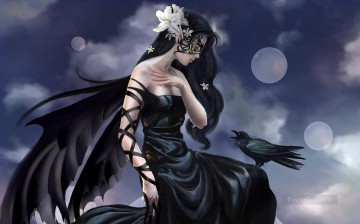fantaisie Tableau Peinture - Crow Girl fantaisie